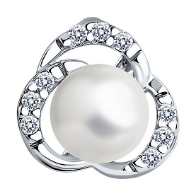Подвеска SOKOLOV - Серебро 925, Жемчуг имитация, Фианит (арт. 94033067)