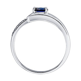 Кольцо SOKOLOV - Серебро 925, Синтетический сапфир , Фианит (арт. 88010080)