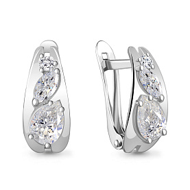 Серьги Аквамарин - Серебро 925, Фианит (арт. 49089А.5)