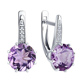 Серьги Diamant - Серебро 925, Аметист, Фианит (арт. 94-320-02040-2)