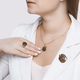 Брошь SOKOLOV - Серебро 925, Раухтопаз, Эмаль (арт. 92040071)