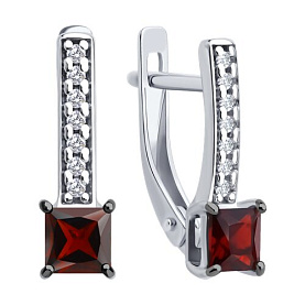 Серьги SOKOLOV - Серебро 925, Гранат, Фианит (арт. 92023172)