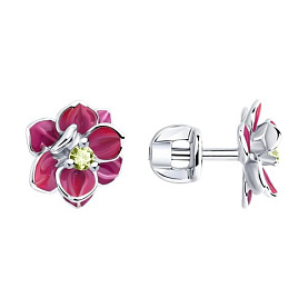 Серьги SOKOLOV - Серебро 925, Фианит, Эмаль (арт. 94023338)