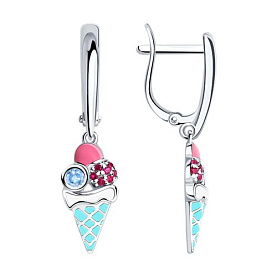 Серьги SOKOLOV - Серебро 925, Фианит, Эмаль (арт. 94022984)