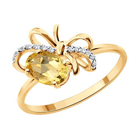 Кольцо SOKOLOV - Золото 585, Фианит, Цитрин (арт. 717362)