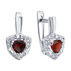 Серьги SOKOLOV - Серебро 925, Гранат, Фианит (арт. 92025339)