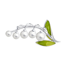 Брошь Diamant - Серебро 925, Жемчуг имитация, Эмаль (арт. 94-140-01052-1)