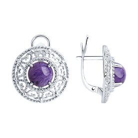 Серьги Diamant - Серебро 925, Чароит (арт. 94-320-00839-1)