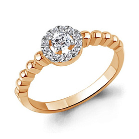 Кольцо Аквамарин - Серебро 925, Фианит (арт. 600408А.6)