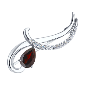 Брошь Diamant - Серебро 925, Гранат, Фианит (арт. 94-340-01053-2)