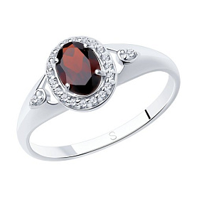 Кольцо SOKOLOV - Серебро 925, Гранат, Фианит (арт. 92011546)