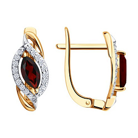 Серьги SOKOLOV - Золото 585, Гранат, Фианит (арт. 729315)