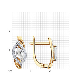Серьги SOKOLOV - Золото 585, Горный хрусталь, Фианит (арт. 729317)