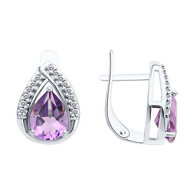 Серьги SOKOLOV - Серебро 925, Аметист, Фианит (арт. 92023142)