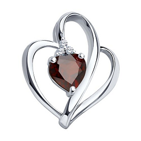 Подвеска SOKOLOV - Серебро 925, Гранат, Фианит (арт. 92030003)