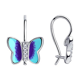 Серьги SOKOLOV - Серебро 925, Фианит, Эмаль (арт. 94024010)