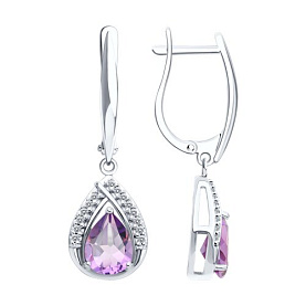 Серьги SOKOLOV - Серебро 925, Аметист, Фианит (арт. 92023209)