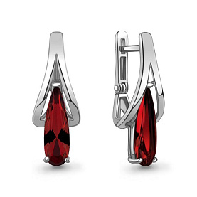 Серьги Аквамарин - Серебро 925, Синтетический гранат (арт. 4962485.5)