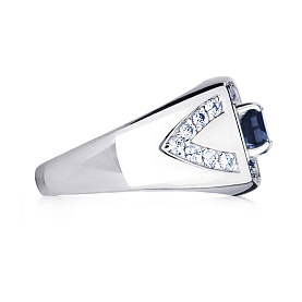 Кольцо Platinum Lab. - Платина 950, Сапфир, Бриллиант (арт. ПК-084С-01)