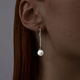 Серьги SOKOLOV - Серебро 925, Жемчуг имитация, Фианит (арт. 94022212)