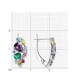 Серьги SOKOLOV - Серебро 925, Синтетический изумруд, Синтетический рубин, Фианит (арт. 82020017)