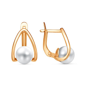 Серьги Красная пресня - Серебро 925, Жемчуг имитация (арт. 33617433)