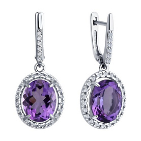 Серьги Diamant - Серебро 925, Аметист, Фианит (арт. 94-321-02647-2)