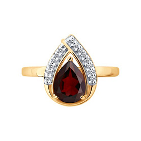 Кольцо SOKOLOV - Серебро 925, Гранат, Фианит (арт. 92014624)