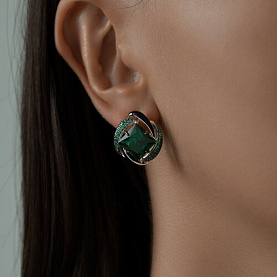 Серьги SOKOLOV - Серебро 925, Синтетический ситалл , Фианит, Эмаль (арт. 92021455)