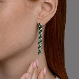 Серьги Diamant - Серебро 925, Синтетический ситалл , Фианит (арт. 94-321-02173-2)