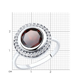 Кольцо SOKOLOV - Серебро 925, Гранат, Фианит (арт. 92011853)