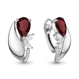 Серьги Аквамарин - Серебро 925, Гранат, Фианит (арт. 4963903А.5)