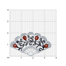 Брошь SOKOLOV - Серебро 925, Гранат, Фианит (арт. 92040048)