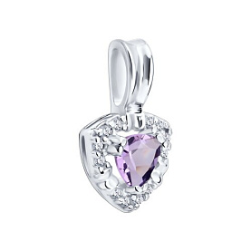 Подвеска SOKOLOV - Серебро 925, Аметист, Фианит (арт. 92030892)