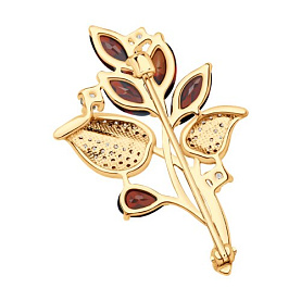 Брошь SOKOLOV - Серебро 925, Гранат, Фианит (арт. 92040132)