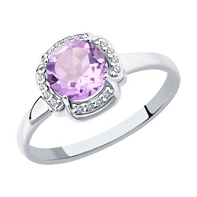 Кольцо SOKOLOV - Серебро 925, Аметист, Фианит (арт. 92011518)