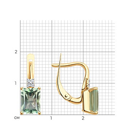 Серьги Diamant - Золото 585, Празиолит, Фианит (арт. 51-320-02423-2)