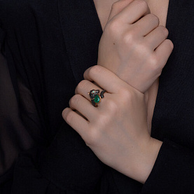 Кольцо SOKOLOV - Серебро 925, Агат, Фианит (арт. 92014554)