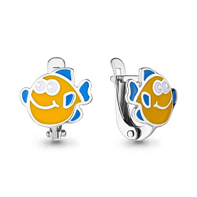 Серьги Аквамарин - Серебро 925, Эмаль (арт. 33467.5)