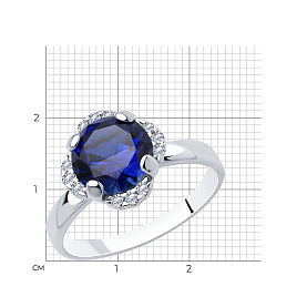 Кольцо Diamant - Серебро 925, Синтетический сапфир , Фианит (арт. 94-310-00473-1)