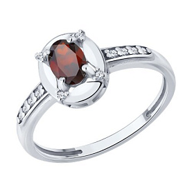 Кольцо SOKOLOV - Серебро 925, Гранат, Фианит (арт. 92014856)