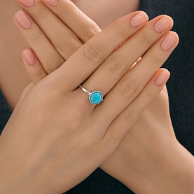 Кольцо Diamant - Серебро 925, Синтетическая бирюза, Эмаль (арт. 94-310-02367-1)