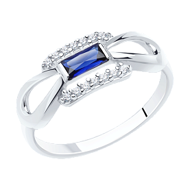Кольцо Diamant - Серебро 925, Синтетический сапфир , Фианит (арт. 94-310-00726-1)