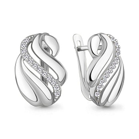 Серьги Аквамарин - Серебро 925, Фианит (арт. 401023А.5)