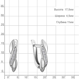 Серьги Аквамарин - Серебро 925, Фианит (арт. 400914А.5)