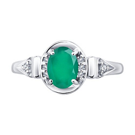 Кольцо SOKOLOV - Серебро 925, Агат, Фианит (арт. 92014883)