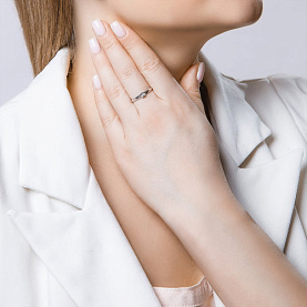 Кольцо SOKOLOV - Серебро 925, Бриллиант, Бриллиант голубой, Бриллиант коньячный (арт. 87010018)