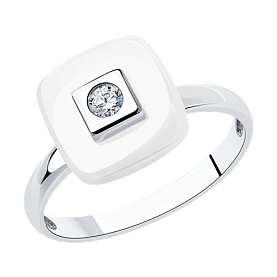 Кольцо Diamant - Серебро 925, Керамика, Фианит (арт. 94-110-01278-2)