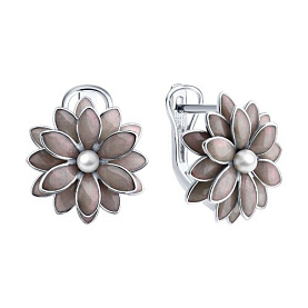 Серьги SOKOLOV - Серебро 925, Жемчуг синтетический, Эмаль (арт. 94027259)