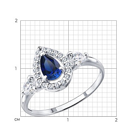 Кольцо SOKOLOV - Серебро 925, Фианит, Сапфир (арт. 62010028)